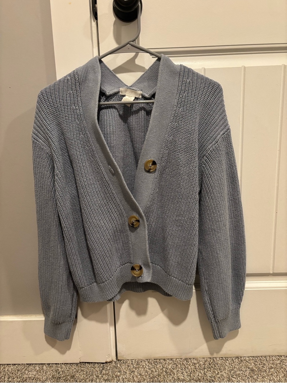 H&M Pale Blue Chunky Knit Button Cardigan